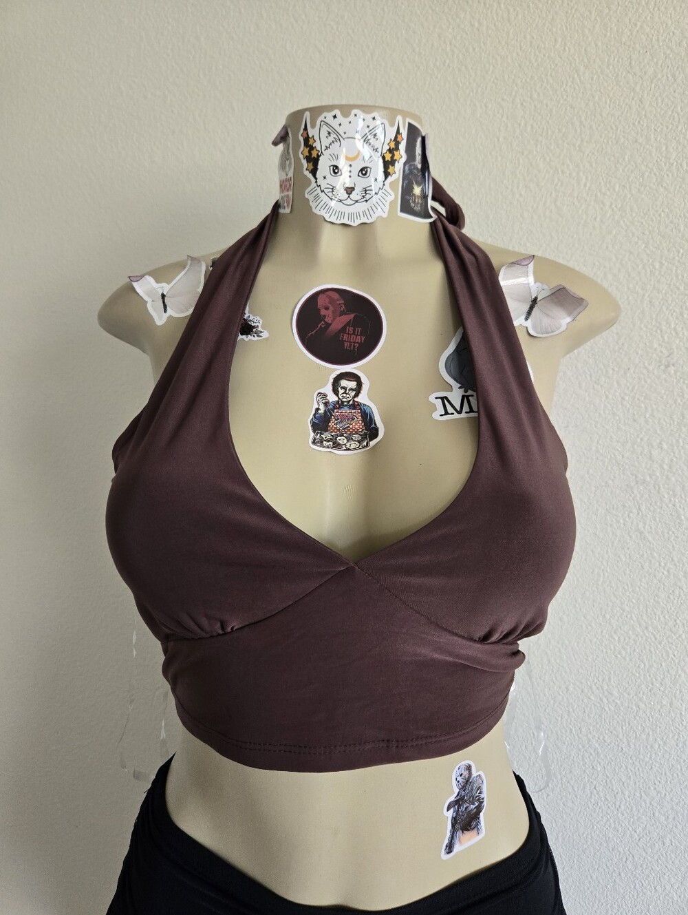 RSQ Brown Halter Crop Camisole